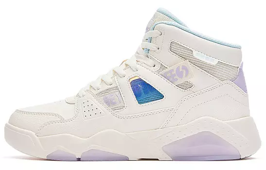 Кеды, скейтборд обувь женская высокая белый/фиолетовый 361°