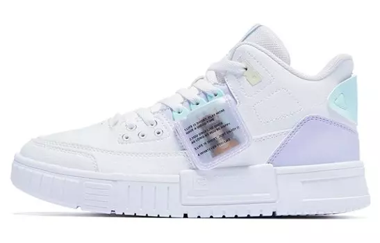 Кеды, скейтборд обувь женская высокая белый/синий/фиолетовый Qiaodan