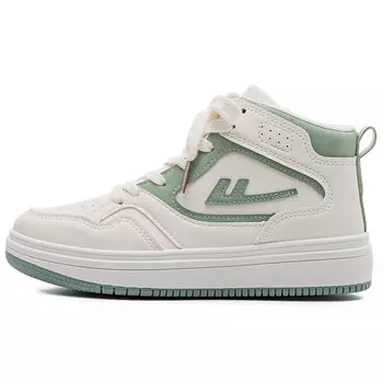 Кеды, скейтборд обувь женская высокая белый/зеленый Warrior