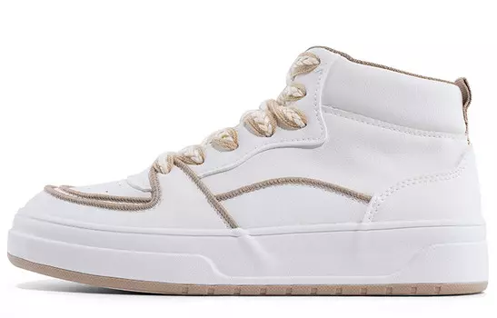 Кеды, скейтборд обувь женская высокая бежево-коричневый Warrior