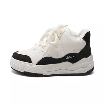 Кеды, скейтборд обувь женская высокая бежевый/черный Warrior