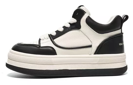 Кеды, скейтборд обувь женская высокая бежевый/черный Eblan