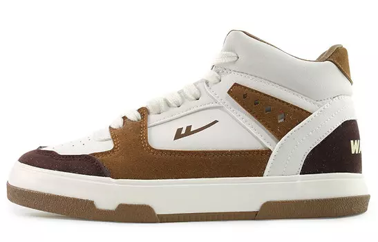 Кеды, скейтборд обувь женская высокая бежевый/коричневый Warrior