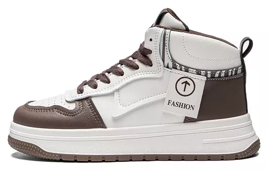 Кеды, скейтборд обувь женская высокая бежевый/коричневый Renben