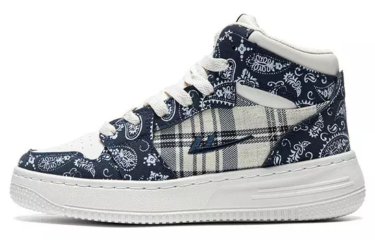 Кеды, скейтборд обувь женская высокая бежевый/темно-синий Warrior