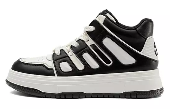 Кеды, скейтборд обувь женская высокая черный белый Aokang