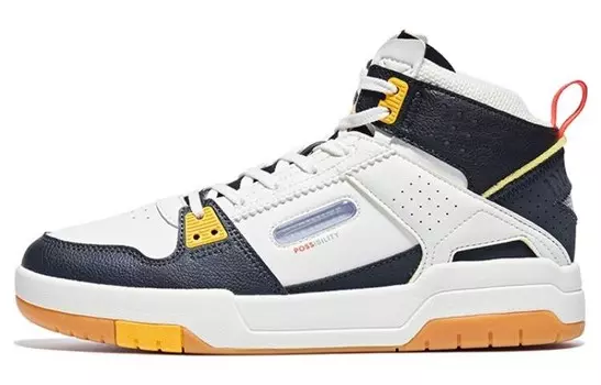 Кеды, скейтборд обувь женская высокая черный/белый желтый Qiaodan