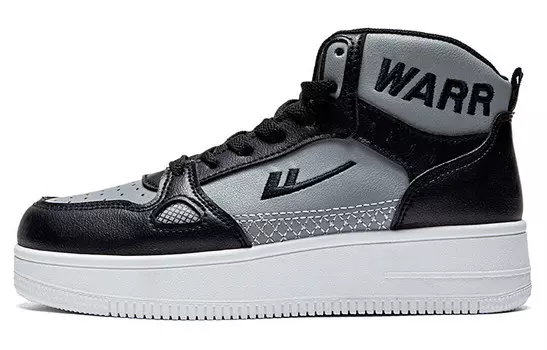 Кеды, скейтборд обувь женская высокая черный/серый Warrior