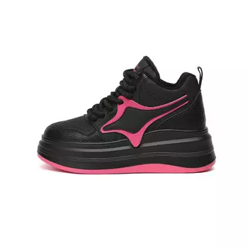 Кеды, скейтборд обувь женская высокая Daphne, черный/красный