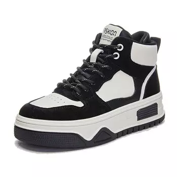 Кеды, скейтборд обувь женская высокая Help, бежевый/черный