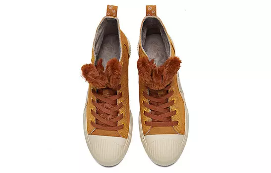 Кеды, скейтборд обувь женская высокая коричневый/желтый 361°