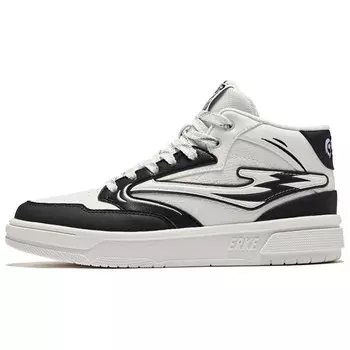 Кеды, скейтборд обувь женская высокая микрокристаллическая белый/орто-черный Erke