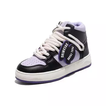 Кеды, скейтборд обувь женская высокая Paul Frank, черный/фиолетовый