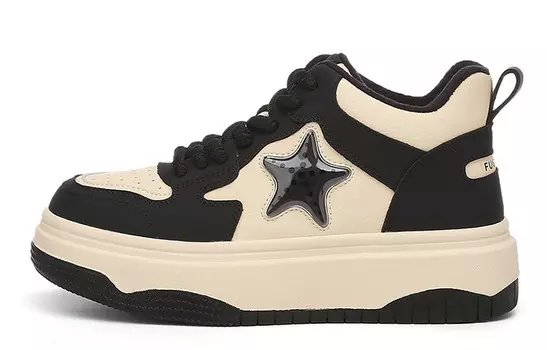 Кеды, скейтборд обувь женская высокая Rich Birds, бежевый/коричневый