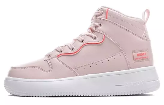 Кеды, скейтборд обувь женская высокая розовый Qiaodan, розовый