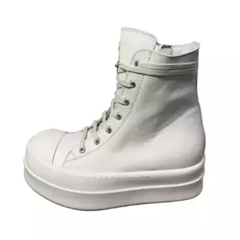 Кеды, скейтборд обувь женская высокая с белым верхом Rick Owens