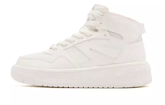 Кеды, скейтборд обувь женская высокая слоновая кость/облачно-розовый Qiaodan