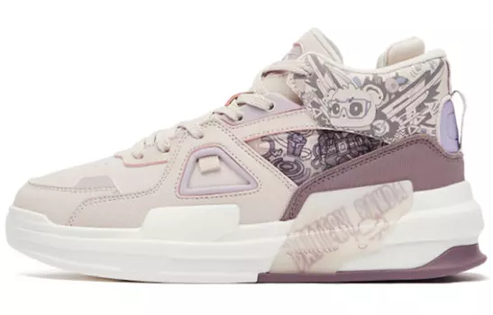 Кеды, скейтборд обувь женская высокая выбеленная серый/туманно-фиолетовый Erke