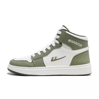 Кеды, скейтборд обувь женская высокая зеленый/белый Warrior