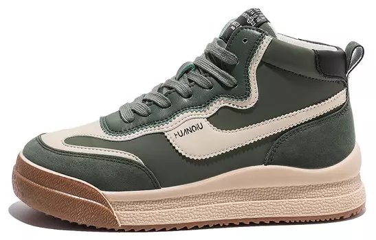 Кеды, скейтборд обувь женская высокая зеленый Huanqiu