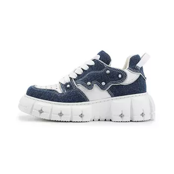 Кеды, скейтборд обувь женские низкие джинсовые Orchid Spelling White Sugarsu