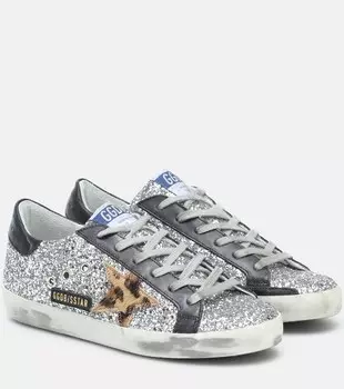 Кеды Super-Star из кожи с декором Golden Goose, серебряный