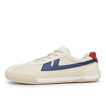 Кеды унисекс низкие бежевые/синие/красные Warrior