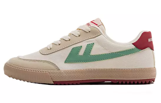 Кеды унисекс с низким верхом бежевый/серый/зеленый Warrior