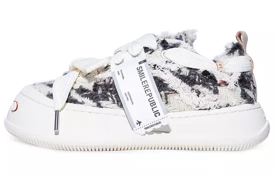 Кеды унисекс с низким верхом черного/белого цвета Smilerepublic