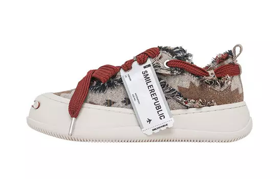 Кеды унисекс с низким верхом черного/кремового/коричневого цвета Smilerepublic