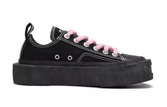 Кеды унисекс с низким верхом черного/розового цвета Crooked Card