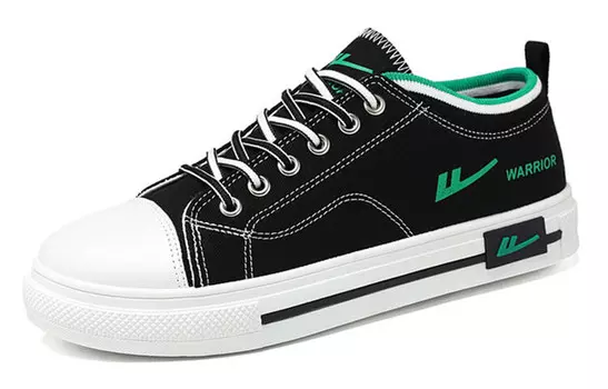 Кеды унисекс с низким верхом черного/зеленого цвета Warrior