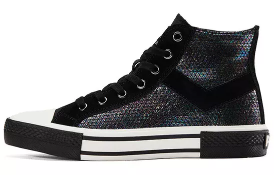 Кеды унисекс с высоким берцем, черные/серебристые Pony