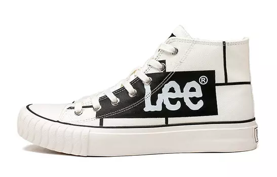 Кеды унисекс высокие белые/черные Lee
