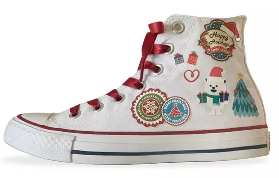 Кеды унисекс высокие красные и белые Converse