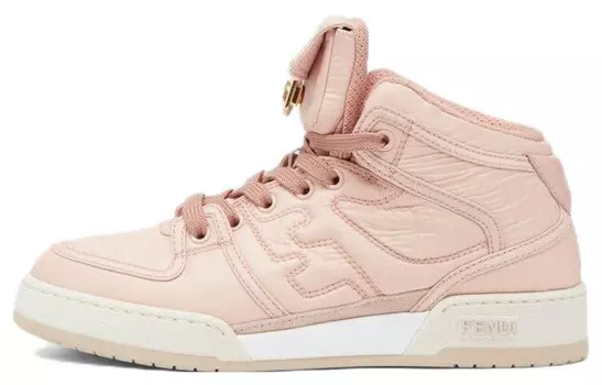 Кеды высокие Fendi с тиснением, светло-розовый