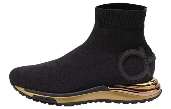 Кеды высокие Ferragamo Gardena, черный / золотой