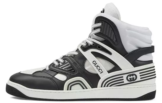 Кеды высокие Gucci Basket, черный / белый