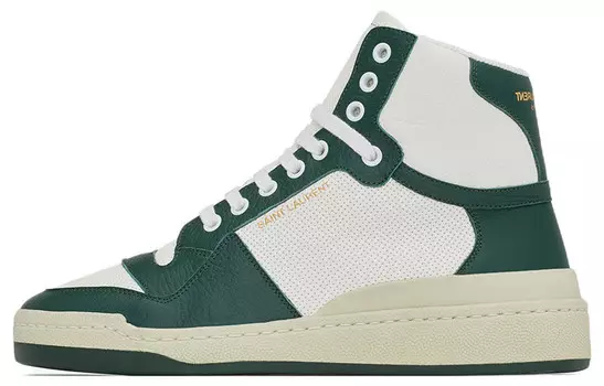 Кеды высокие Saint Laurent, зеленый / белый