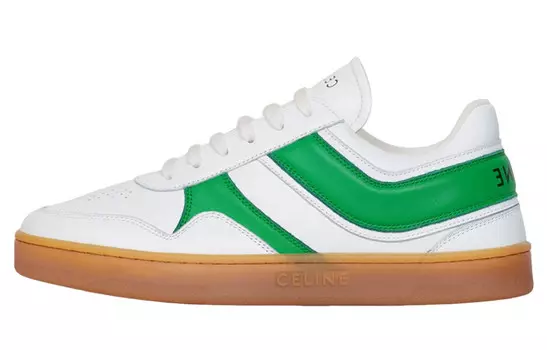Кеды женские Celine низкие, белый/зеленый