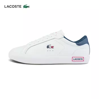 Кеды женские Lacoste кожаные, белый / темно - синий / красный