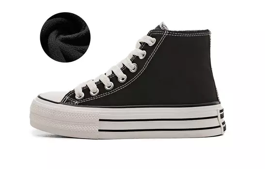 Кеды женские парусиновые высокие черный Renben