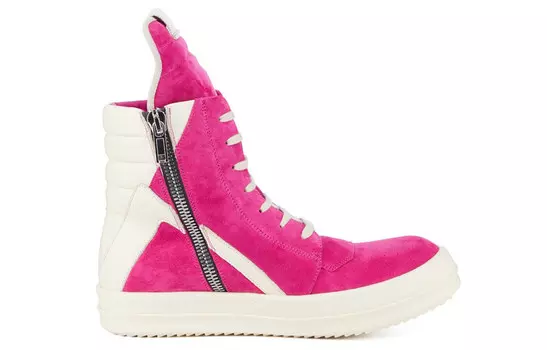 Кеды женские Rick Owens высокие, белый / розовый / серебристый