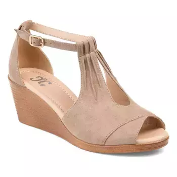 Кедзи с открытым носком на танкетке Journee, коричневый