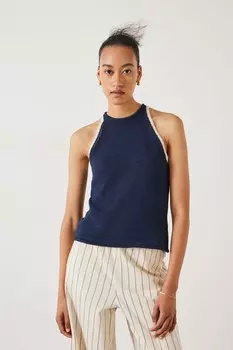 Keekee трикотажный топ на бретелях с контрастной строчкой Hush, синий