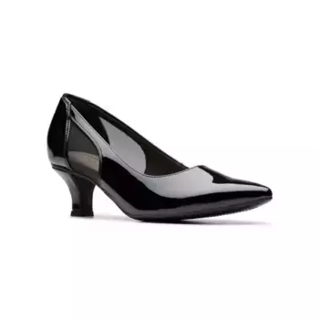 Кегли Cora женские туфли-лодочки на низком каблуке Clarks, цвет black patent