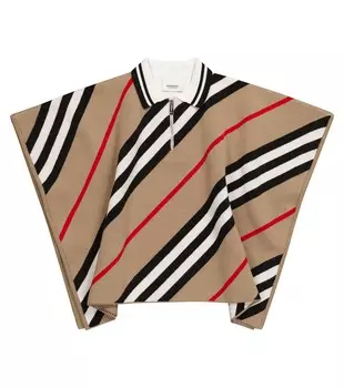 Кейп icon stripe из смесовой шерсти Burberry, бежевый