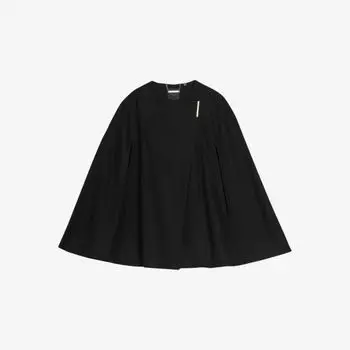 Кейп из смесовой шерсти с логотипом Valariy Ted Baker, черный