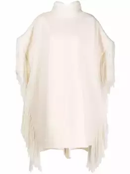 Кейп оверсайз с бахромой JIL SANDER, нейтральный