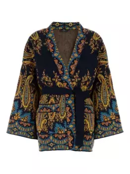 Кейп с поясом и узором пейсли ETRO, черный